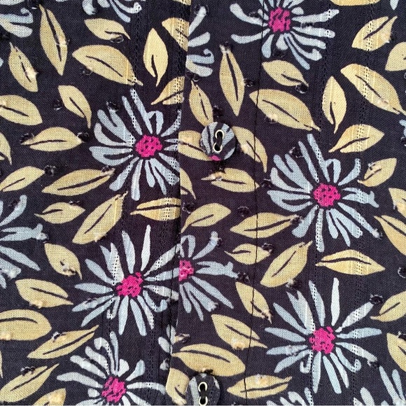 Joie Paige Cotton Midi Dress Caviar Multi Black Floral Print – Size L – NWOT - Picture 11 of 12